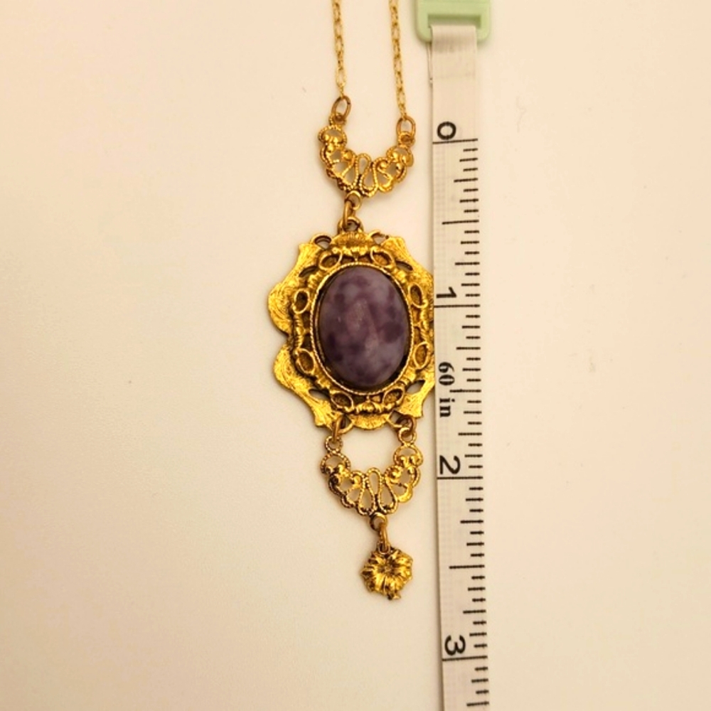 Gold Glit & Purple Victorian Paperclip Necklace - Picture 8 of 9